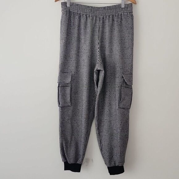 Alice + Olivia Houndstooth Tapered Cargo Pockets Elastic Waist Pants L (21) - Picture 5 of 12
